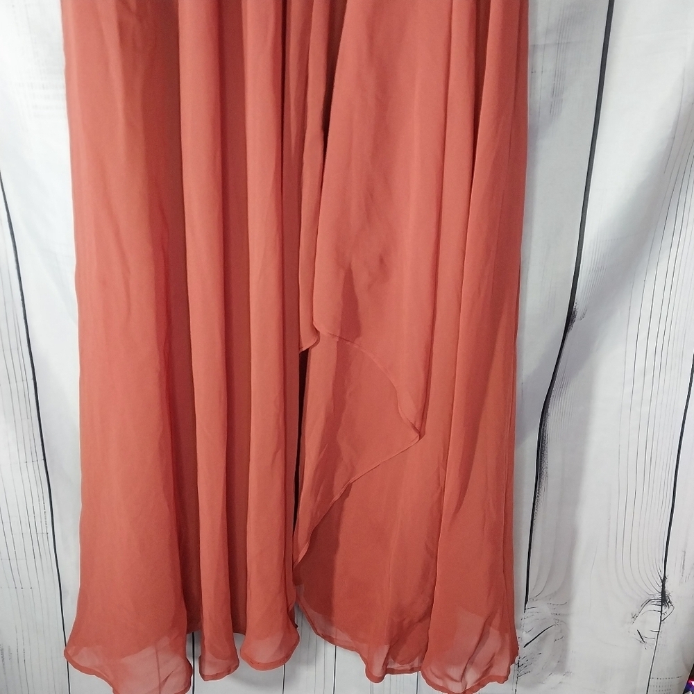 Azazie Karan Junior A-Line Spaghetti Strap Chiffon V-Neck Floor Length Dress - Picture 4 of 9